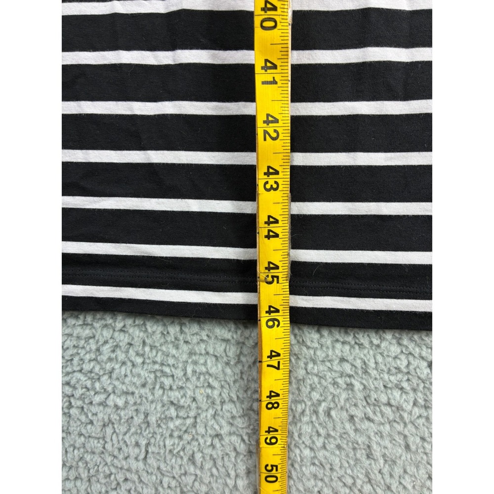 Uniqlo AIRism T-Shirt Dress Striped Womens XL Black White Midi Short Sleeve - Picture 10 of 12